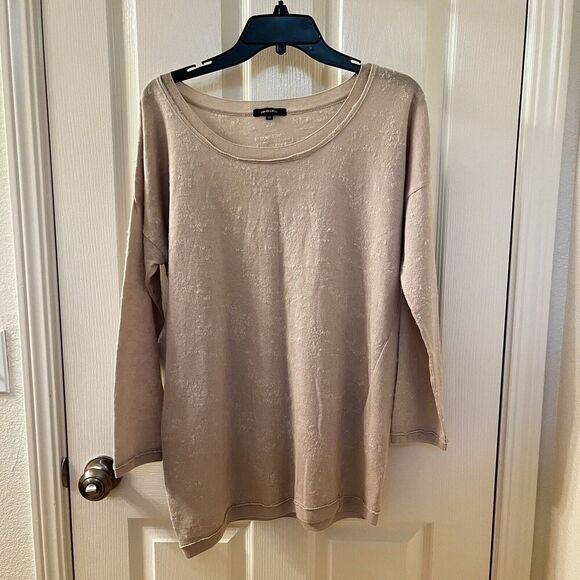 Pas de Calais Wool Blend Textured Long Sleeve Sweater Top Taupe Women's SZ 34 XS - Picture 1 of 16